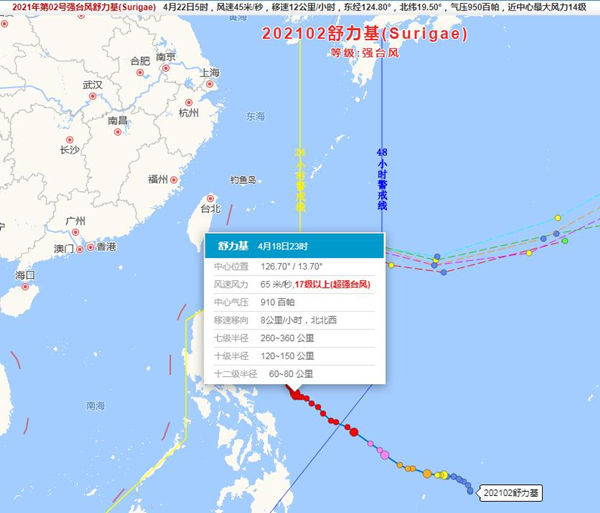 超強臺風“舒力基”最大風力高達17級以上