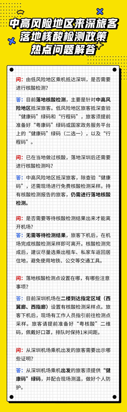 深圳寶安機場中高風(fēng)險地區(qū)來深旅客落地核酸檢測政策解答